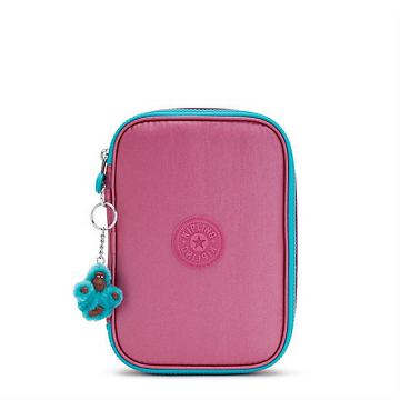 Kipling 100 Pens Metallic Case Bags Fresh Pink Metallic | AU 2033LI